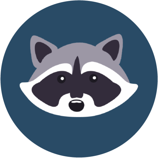 vector image of a raccoon face on a blue background